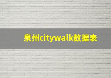 泉州citywalk数据表