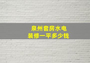 泉州套房水电装修一平多少钱