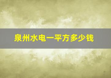 泉州水电一平方多少钱