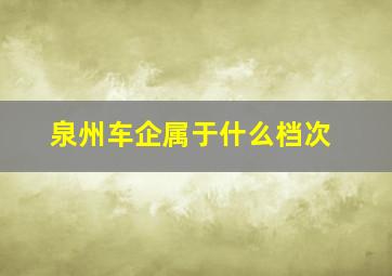 泉州车企属于什么档次