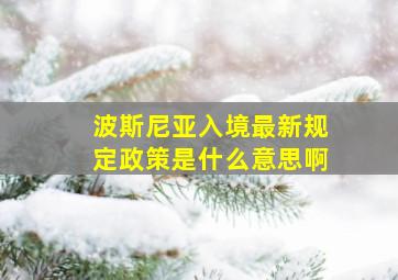 波斯尼亚入境最新规定政策是什么意思啊