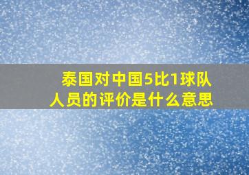 泰国对中国5比1球队人员的评价是什么意思