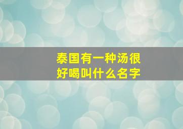 泰国有一种汤很好喝叫什么名字