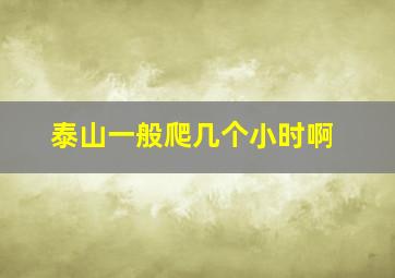 泰山一般爬几个小时啊