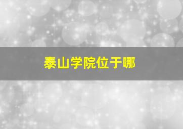 泰山学院位于哪