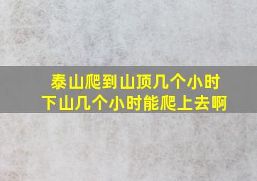 泰山爬到山顶几个小时下山几个小时能爬上去啊