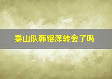 泰山队韩镕泽转会了吗