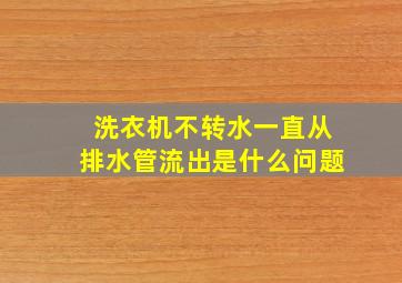 洗衣机不转水一直从排水管流出是什么问题