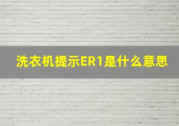 洗衣机提示ER1是什么意思