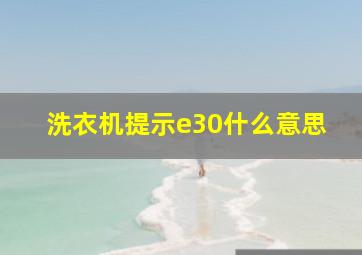 洗衣机提示e30什么意思