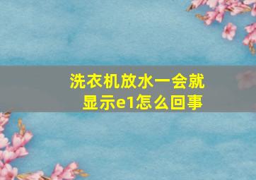 洗衣机放水一会就显示e1怎么回事