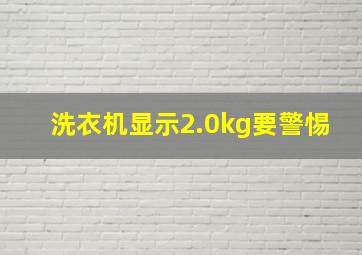 洗衣机显示2.0kg要警惕