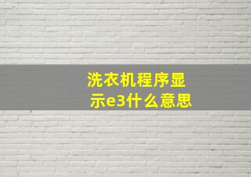 洗衣机程序显示e3什么意思