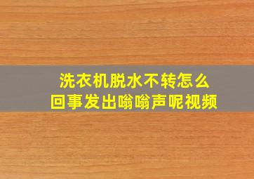 洗衣机脱水不转怎么回事发出嗡嗡声呢视频