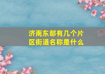 济南东部有几个片区街道名称是什么