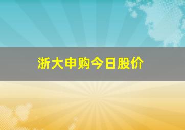 浙大申购今日股价