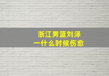 浙江男篮刘泽一什么时候伤愈