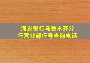 浦发银行乌鲁木齐分行营业部行号查询电话