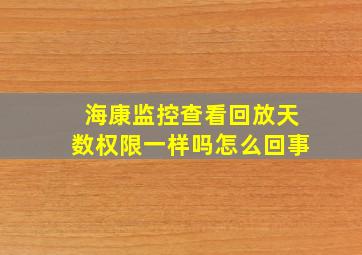 海康监控查看回放天数权限一样吗怎么回事