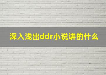 深入浅出ddr小说讲的什么