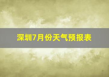 深圳7月份天气预报表