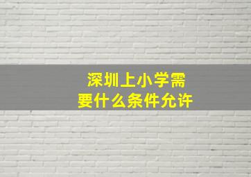 深圳上小学需要什么条件允许