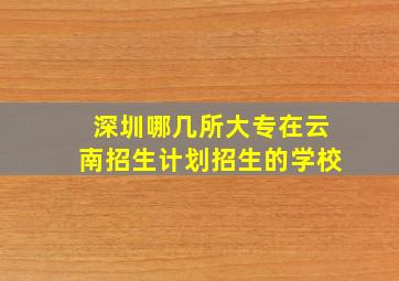 深圳哪几所大专在云南招生计划招生的学校