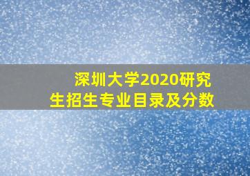 深圳大学2020研究生招生专业目录及分数