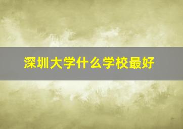 深圳大学什么学校最好