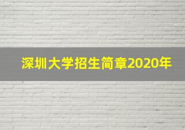 深圳大学招生简章2020年