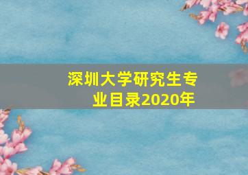 深圳大学研究生专业目录2020年