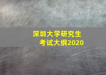 深圳大学研究生考试大纲2020