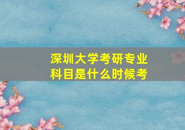 深圳大学考研专业科目是什么时候考