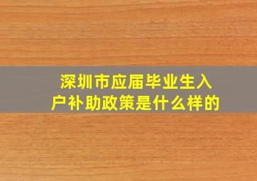 深圳市应届毕业生入户补助政策是什么样的