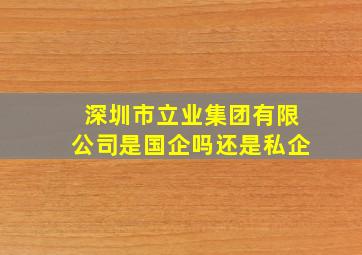 深圳市立业集团有限公司是国企吗还是私企