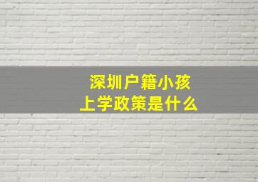 深圳户籍小孩上学政策是什么