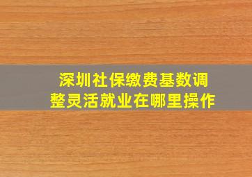 深圳社保缴费基数调整灵活就业在哪里操作