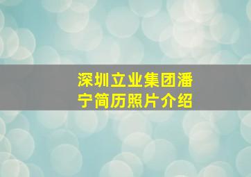 深圳立业集团潘宁简历照片介绍