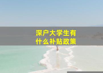 深户大学生有什么补贴政策