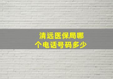 清远医保局哪个电话号码多少