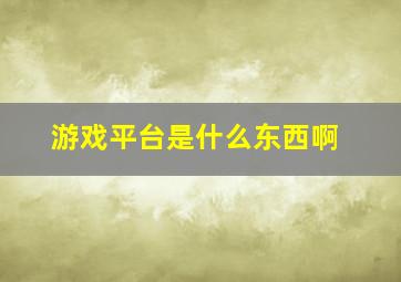 游戏平台是什么东西啊