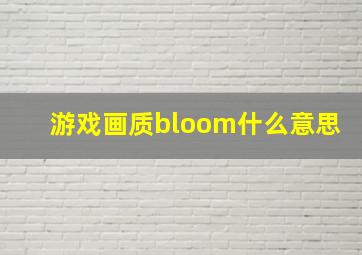 游戏画质bloom什么意思