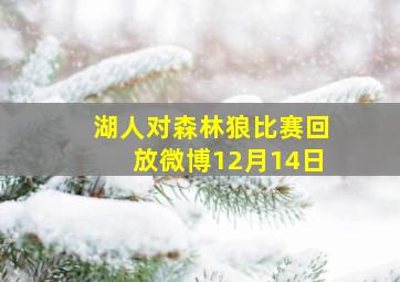 湖人对森林狼比赛回放微博12月14日