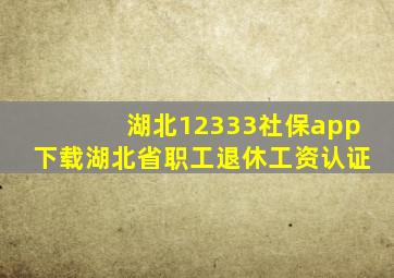 湖北12333社保app下载湖北省职工退休工资认证