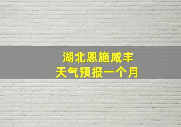 湖北恩施咸丰天气预报一个月