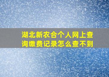 湖北新农合个人网上查询缴费记录怎么查不到