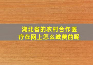 湖北省的农村合作医疗在网上怎么缴费的呢