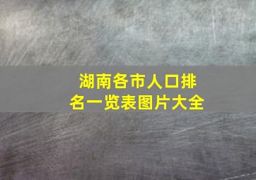 湖南各市人口排名一览表图片大全