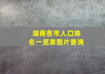 湖南各市人口排名一览表图片查询