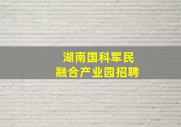 湖南国科军民融合产业园招聘